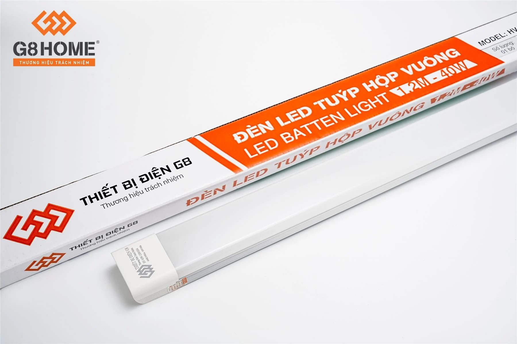 Đèn tuýp led hộp vuông 1.2m 40W - G8 Đèn tuýp led hộp vuông 1.2m 40W - G8