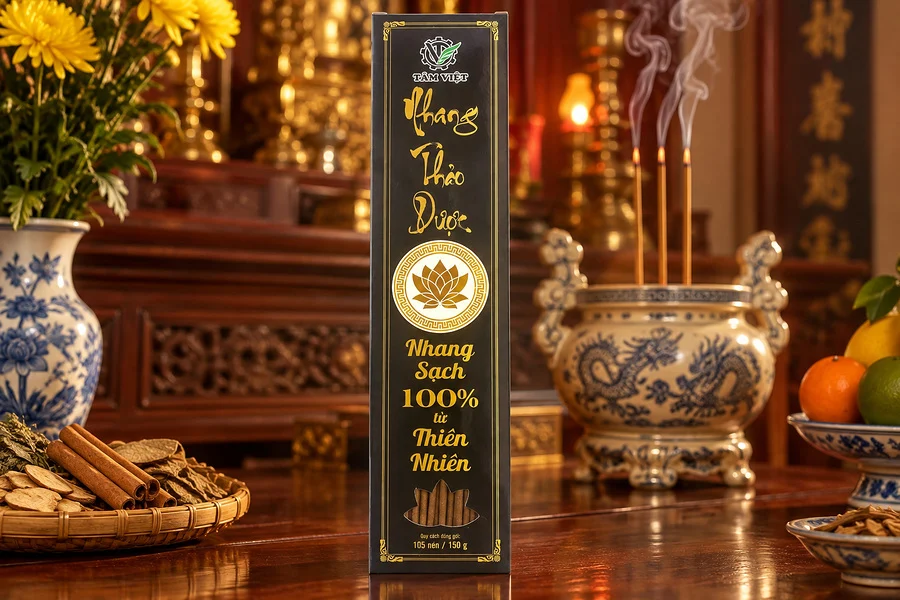 Nhang Hộp 30cm Thảo Mộc 150g - Tâm Việt quy cách và bao bì Nhang Hộp 30cm Thảo Mộc 150g - Tâm Việt quy cách và bao bì