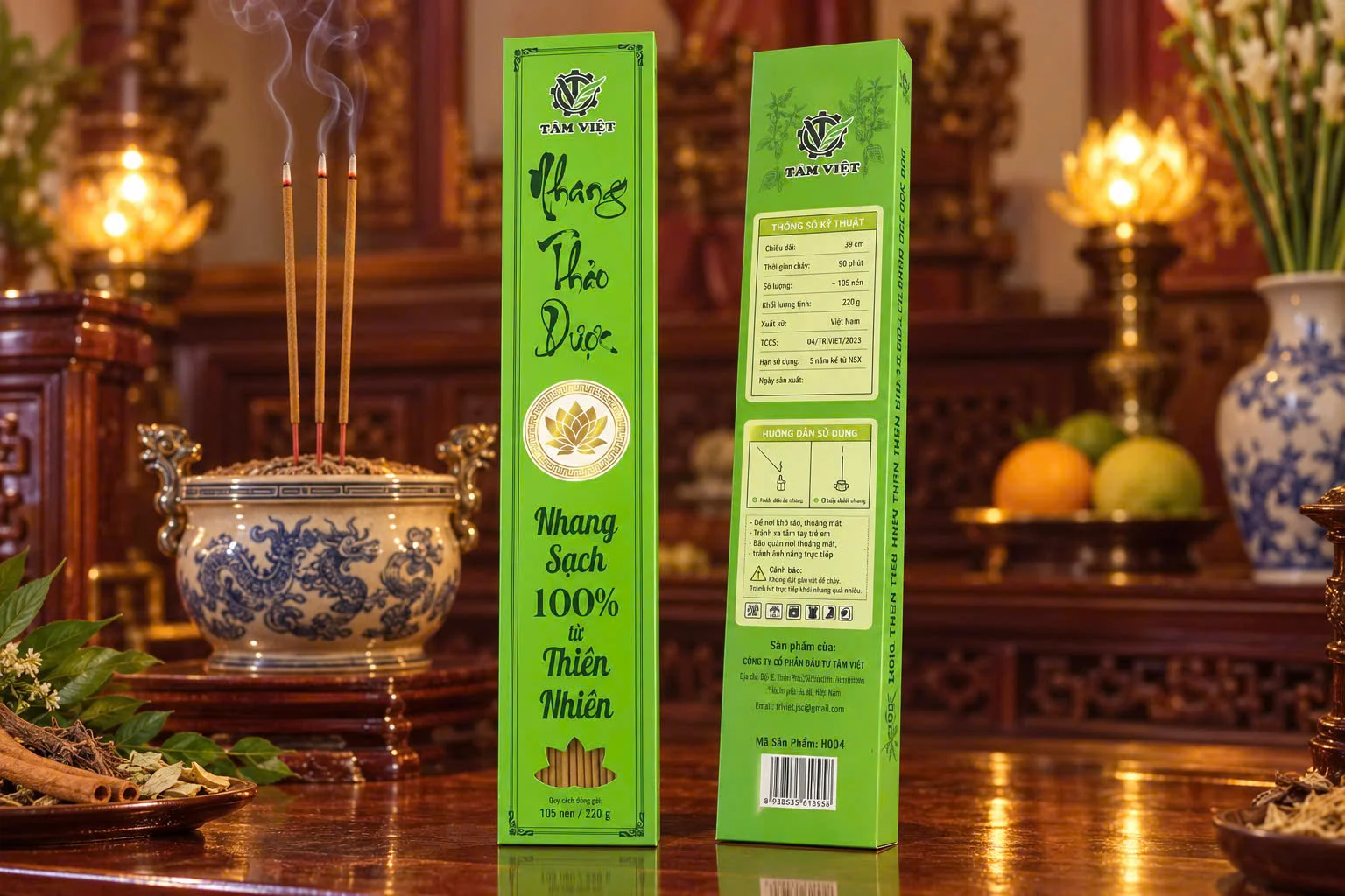 Nhang Hộp 40cm Hương Quế 960g - Tâm Việt quy cách và bao bì Nhang Hộp 40cm Hương Quế 960g - Tâm Việt quy cách và bao bì
