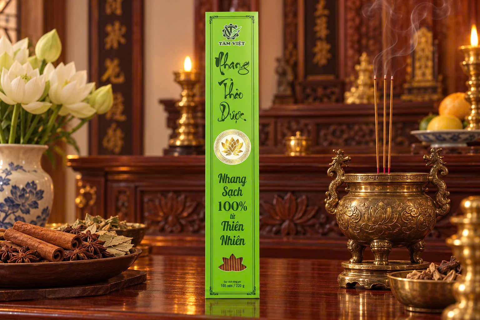 Nhang Hộp 40cm Hương Tùng 960g - Tâm Việt chính hãng Nhang Hộp 40cm Hương Tùng 960g - Tâm Việt chính hãng