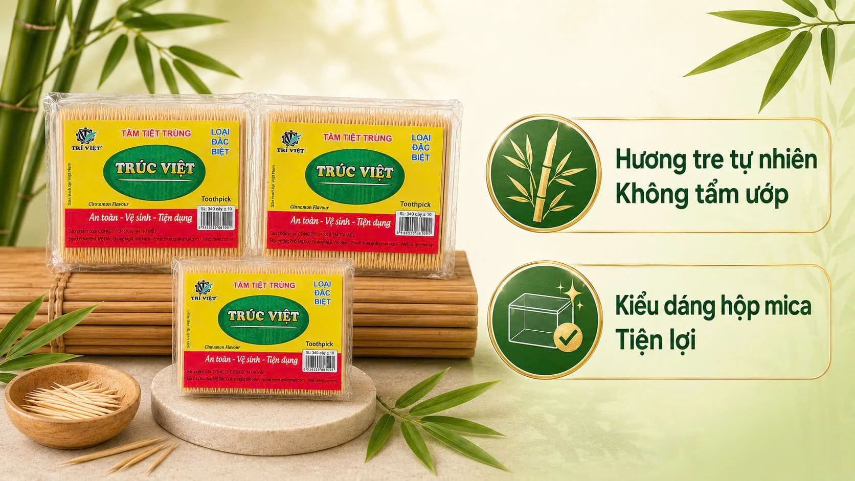 Chi tiết sản phẩm Tăm Hộp - Trúc Việt - Trivietqni Chi tiết quy trình sản xuất và bao bì tăm hộp trúc việt
