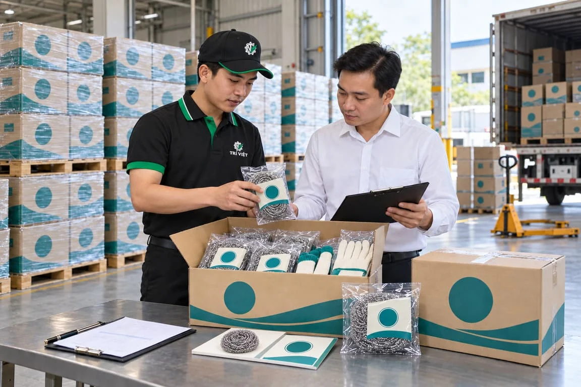 Đối tác nghiệm thu lô hàng thành phẩm gia công nhãn riêng